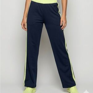 Oleg Cassini Navy Track Pants with Lime Side Stripes